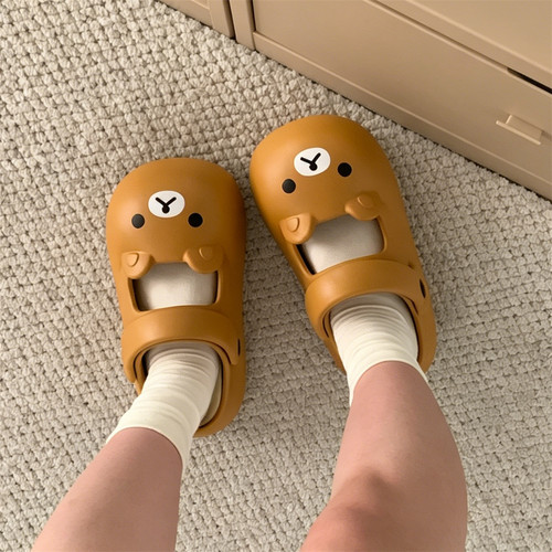 细细条海边度假防滑小熊凉拖女