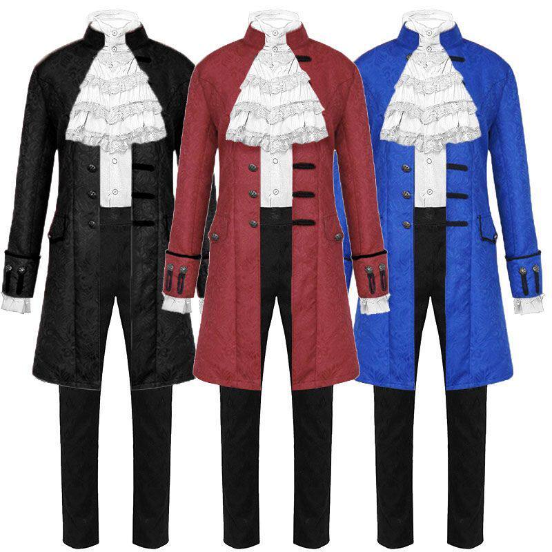 中世纪复古大衣衬衫朋克cos服男