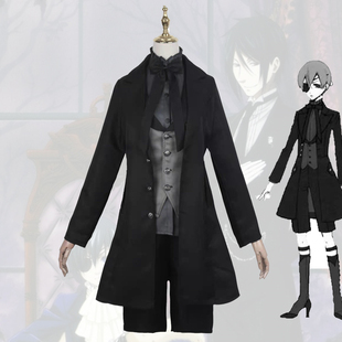 黑cos执事服夏尔赛巴斯常服恶魔服制服cosplay套装男动漫服装眼罩