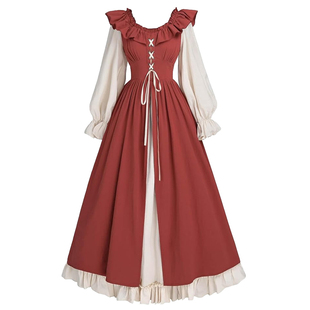 wish亚马逊连衣裙文艺复兴时期中世纪复古爱尔兰女裙公主cos服装