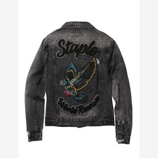 新衣城 STAPLE 潮牌秋冬刺绣鸽子重水洗破坏做旧外套男女牛仔夹克