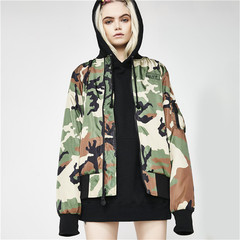 新衣城 HUF STANDARD ISSUE MA1刺绣黑白迷彩双面穿夹克外套