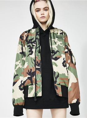 新衣城 HUF STANDARD ISSUE MA1刺绣黑白迷彩双面穿夹克外套