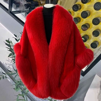 女秋冬狐狸毛皮草外套加厚婚纱