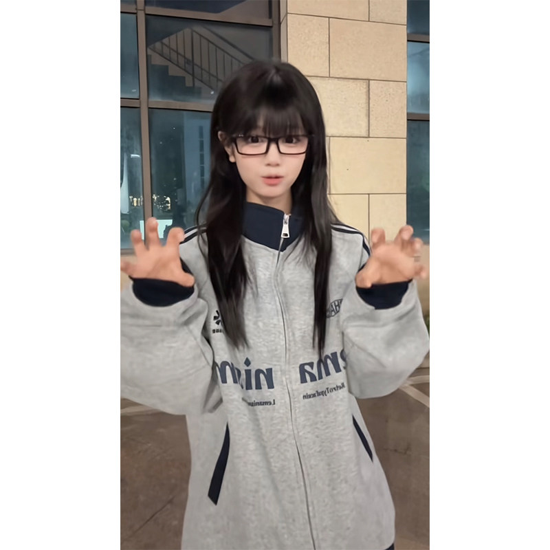 港风小众爆款上衣女秋季可爱洋气显瘦宽松学院风百搭韩系外穿上衣
