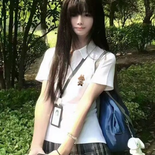 美式复古学院风夏季翻领白色Polo短袖国潮小众设计百搭T恤上衣潮