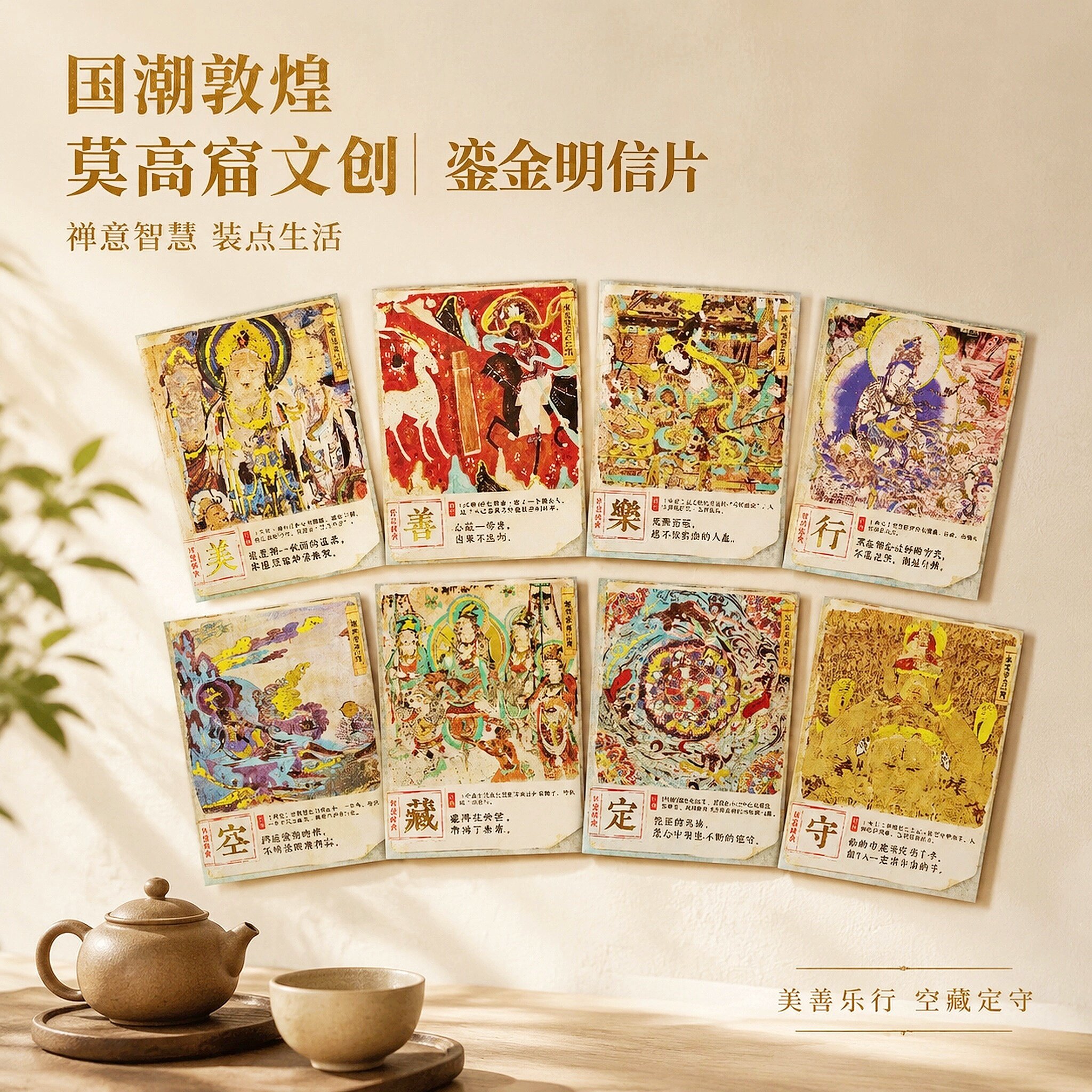 敦煌烫金明信片旅游纪念品学生礼物博物馆文创莫高窟壁画伴手礼品