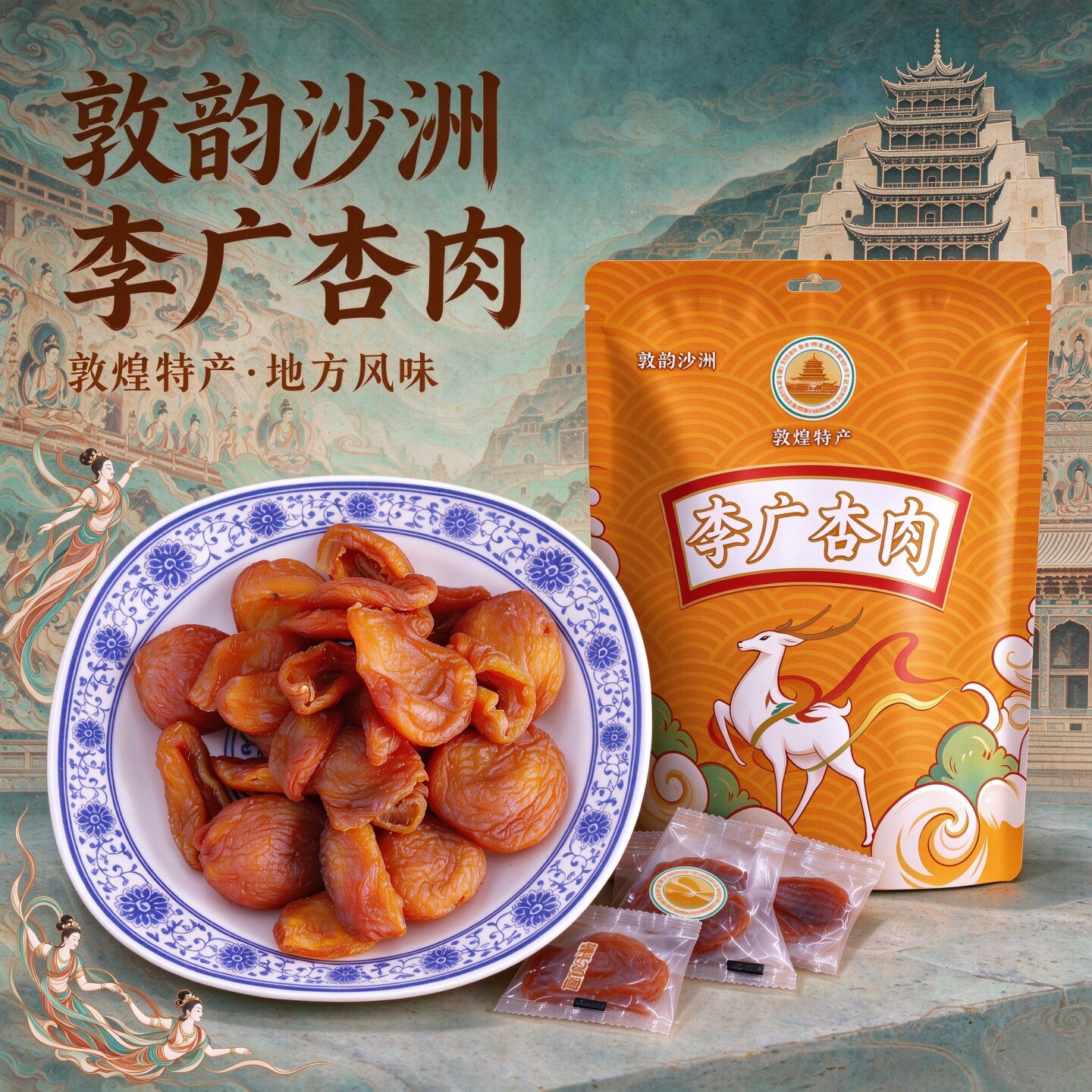 敦煌特产敦韵沙洲无核李广杏肉独立装300克袋装杏皮茶原料零食礼