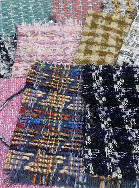 MINGYU小香风编织服装面料 春秋香家粗花呢粗纺花式呢外套面料diy