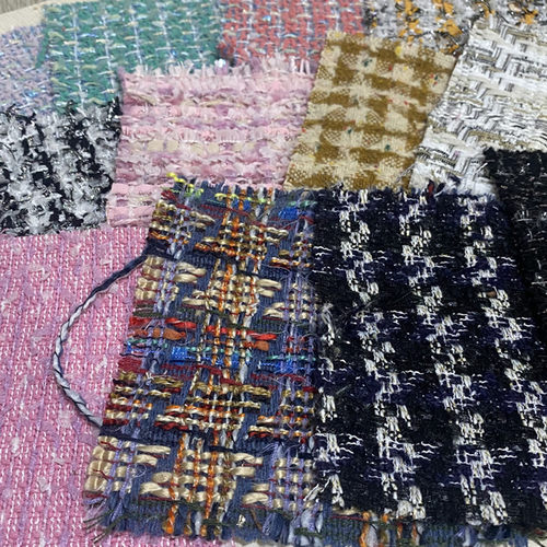 MINGYU小香风编织服装面料 春秋香家粗花呢粗纺花式呢外套面料diy
