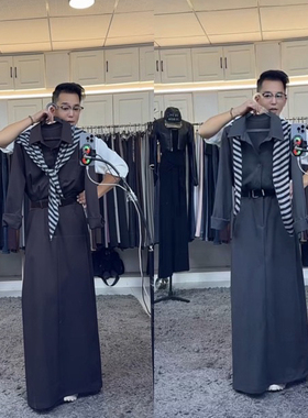 燕龙原创16665秋冬新款时尚百搭显瘦披肩设计中长款气质款长袖裙