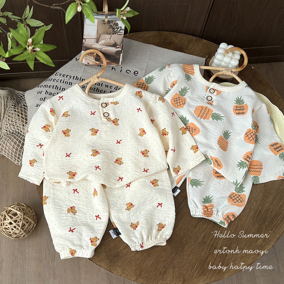 新款云朵棉儿童家居服睡衣 男女童印花睡衣套装休闲套头两件套