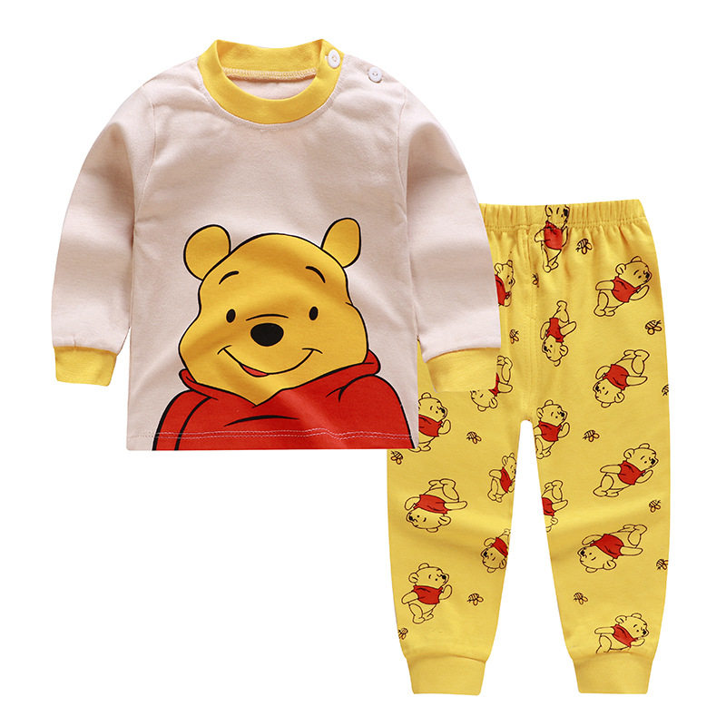 BABY UNDERWEAR SET COTTON 2024 NEW BOYS AND GIRLS AUTUMN AND WINTER CLOTHES BASE PAJAMAS AUTUMN CLOTHES AUTUMN PANTS LOUNGEWEAR