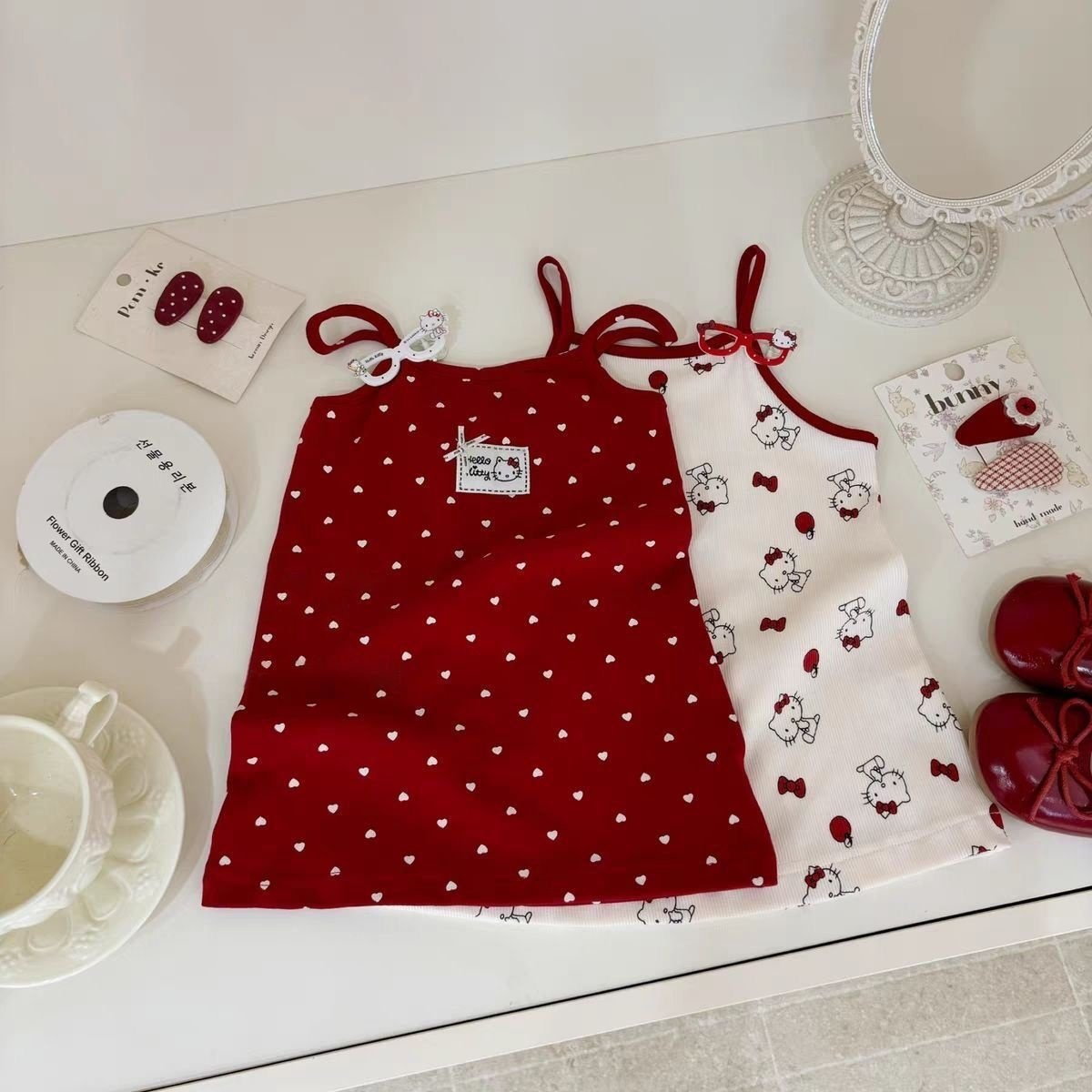 女童kt猫吊带裙女宝宝连衣裙韩版夏季新款童装儿童背心裙子薄款潮