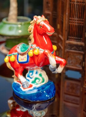 西安文创唐马交趾陶彩绘摆件
