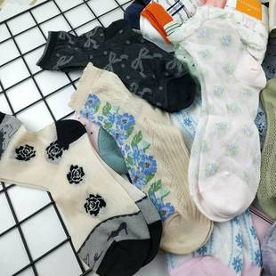 日单杂款女士春夏薄袜花袜好看的女袜中筒森系外贸不定期更新款式