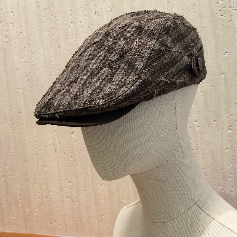 日系学院风复古格纹前进帽子女秋季轻薄休闲百搭可反戴英伦画家帽