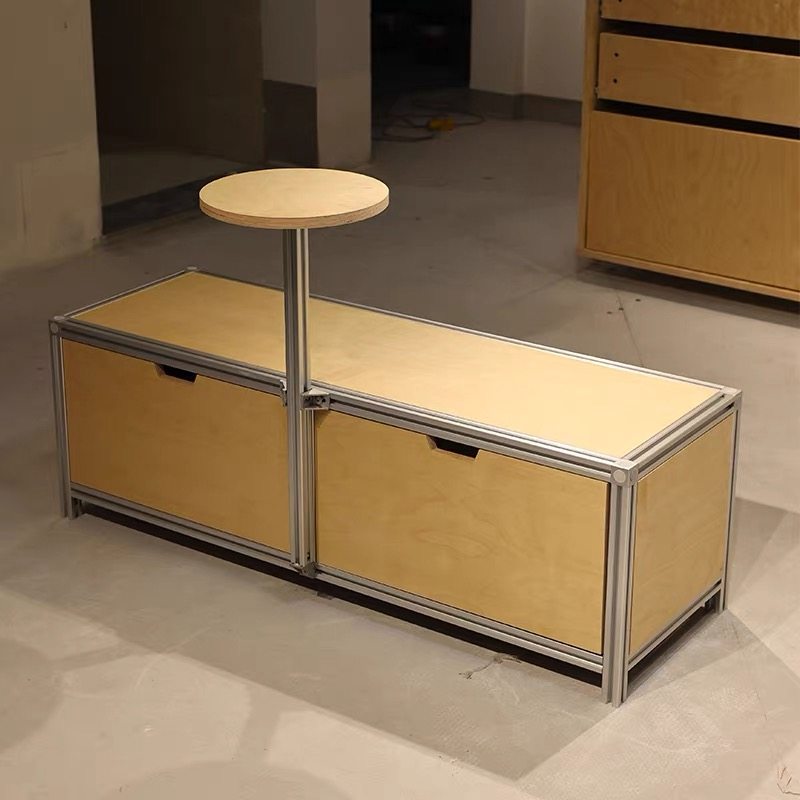 工业风铝型材咖啡店长凳桦木海洋板储物柜卡座奶茶店长椅子两用桌,商业/办公家具,卡座,淘宝优惠券,粉丝福利购,淘宝优惠卷