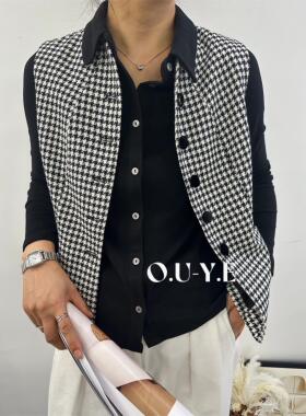 23098款千鸟格 通勤款职业马甲 高定款通勤风马甲