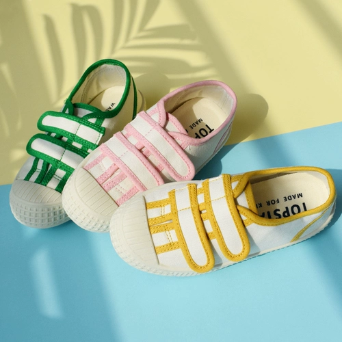 Тканевые туфли, лента для мальчиков, кроссовки на липучке, в корейском стиле