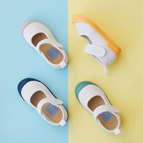 Японская белая обувь для раннего возраста для мальчиков, тканевые туфли на липучке для отдыха