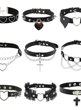 原宿软妹百搭桃心爱心绒布简约颈链项圈颈带锁骨项链choker女