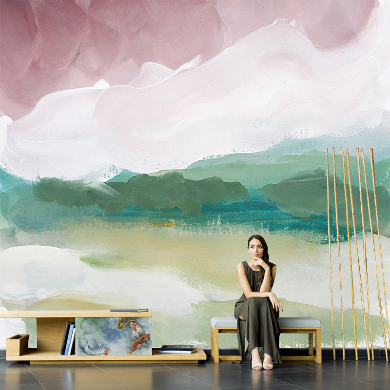 北欧抽象涂鸦网红艺术油画墙纸卧室电视背景墙纸无缝沙发壁纸墙布
