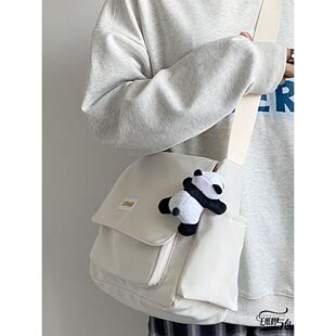 新款背包潮ins日系简约百搭斜挎包女 学生大容量单肩邮差包新潮