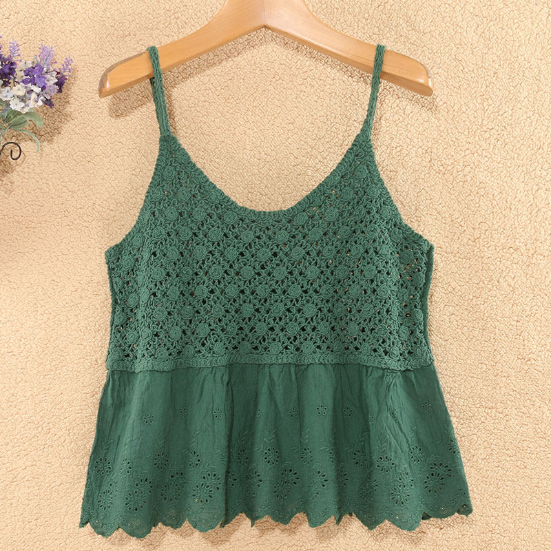 2025春夏性感镂空小吊带女外搭无袖背心叠穿上衣短款透气薄款外穿