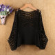 秋季 慵懒风蝙蝠衫 外穿上衣外搭套头薄网衫 镂空针织女罩衫 宽松短款