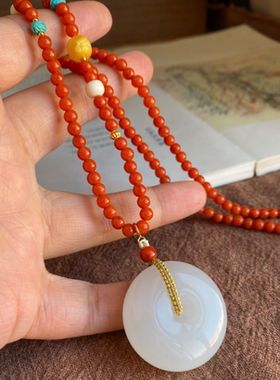 天然和田玉平安扣吊坠天然老料羊脂白玉圆满闺蜜毛衣链礼物本命年