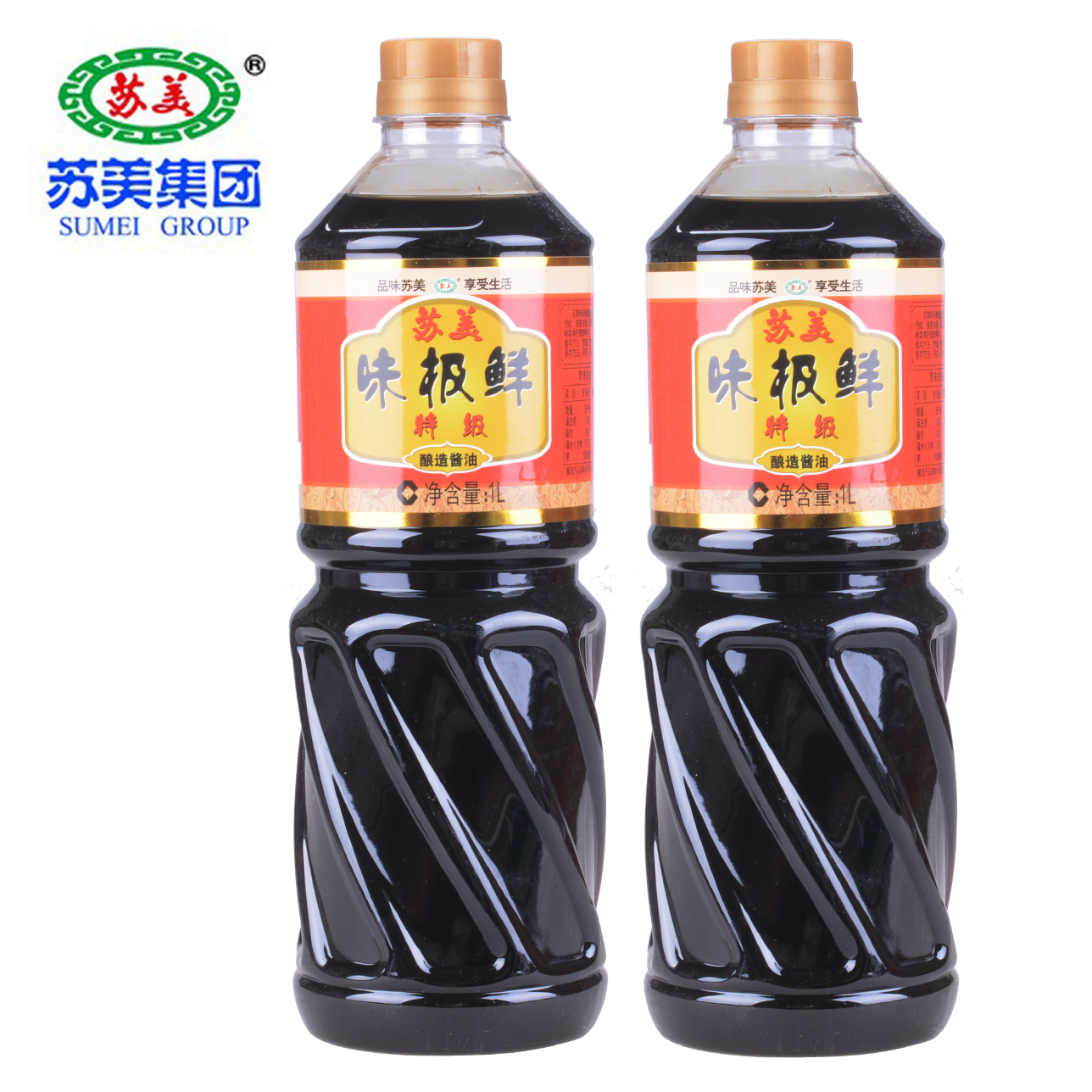 苏美味极鲜酱油1l*2瓶酿造特级酱油凉拌菜点蘸生抽 江浙沪皖包邮