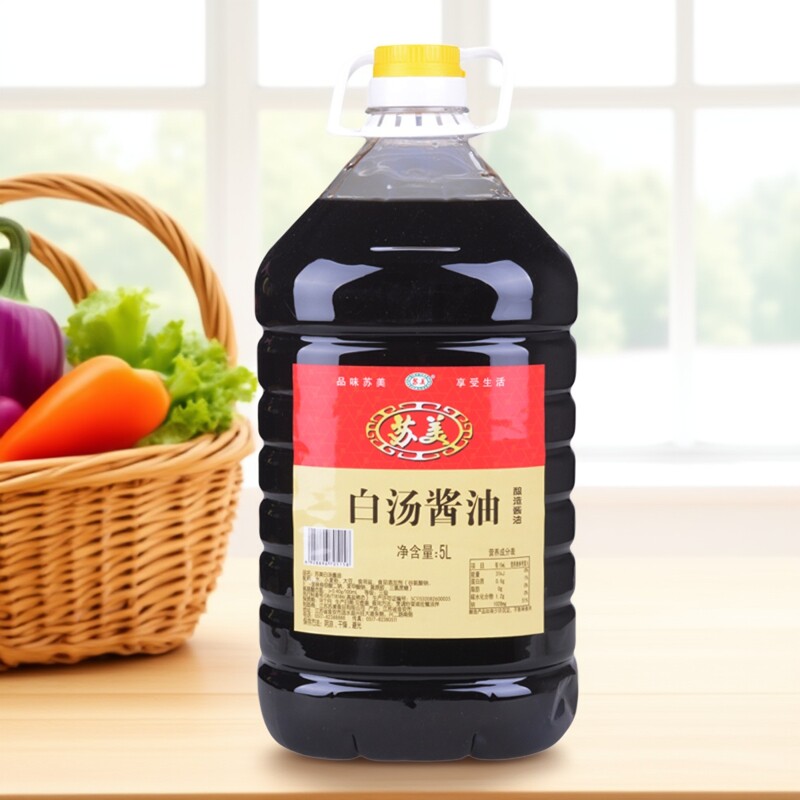苏美白汤酱油苏美酱油5L酿造酱油烹调炒菜佐餐凉拌餐饮装实惠包邮