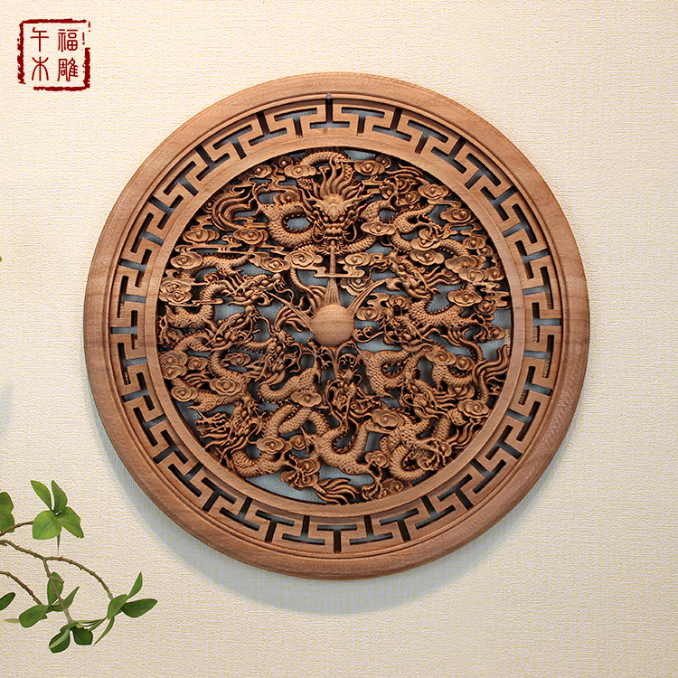 东阳圆形木雕东阳香樟中式镂空