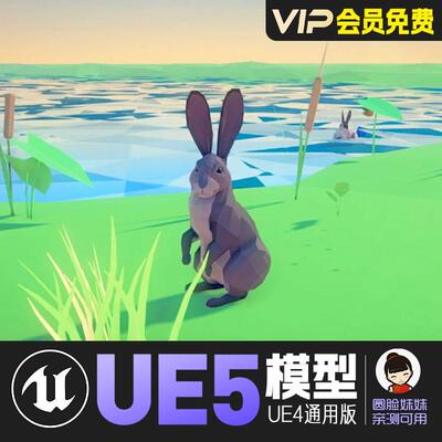 UE5虚幻4_卡通风格化兔子小兔子动画角色模型 Poly Art Rabbits