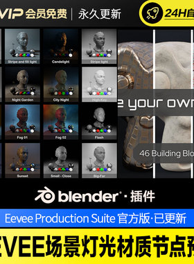 BlenderEEVEE场景灯光材质节点预设 Eevee Production Suite