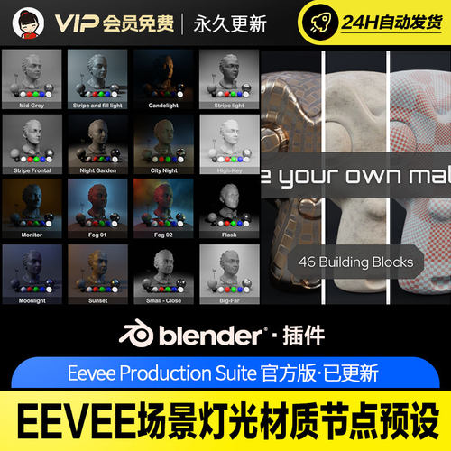 BlenderEEVEE场景灯光材质节点预设 Eevee Production Suite