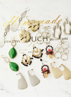 美式ins风黄铜精工夸张大气热门款工业简单线条前卫多圈大耳环