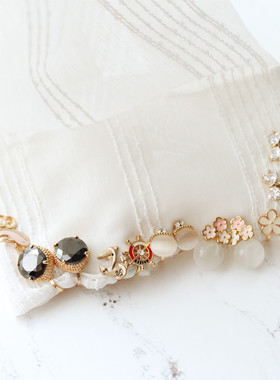 美式可爱小海豚船锚黑色水钻蝴蝶结锆石合金通勤百搭耳夹