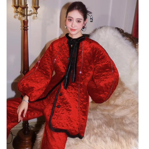 2024年冬季新款金丝绒睡衣女加厚保暖三层夹棉家居服套装可外穿