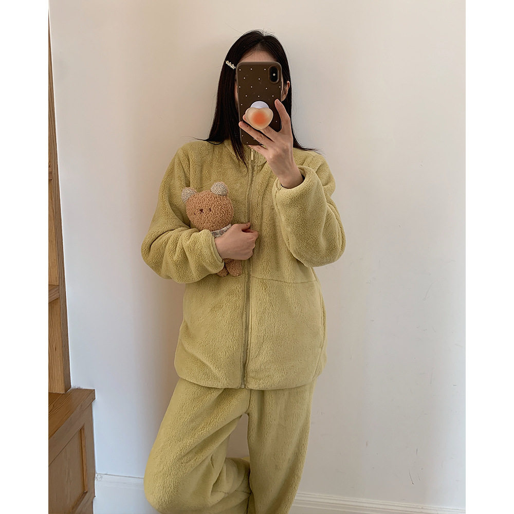 26毛绒女装家居服洋气加厚居家外穿套装防寒新品保暖睡衣上衣裤子