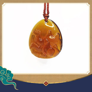 属猴健行万里2026年马年宋邵韶光十二生肖琉璃挂坠摆件财源广进