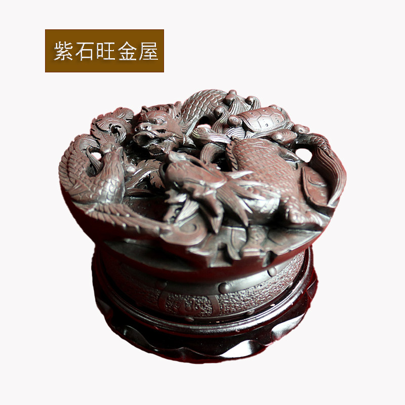 【紫石旺金屋】吉祥圣堂客厅办公室办公桌天然石雕刻精美摆件
