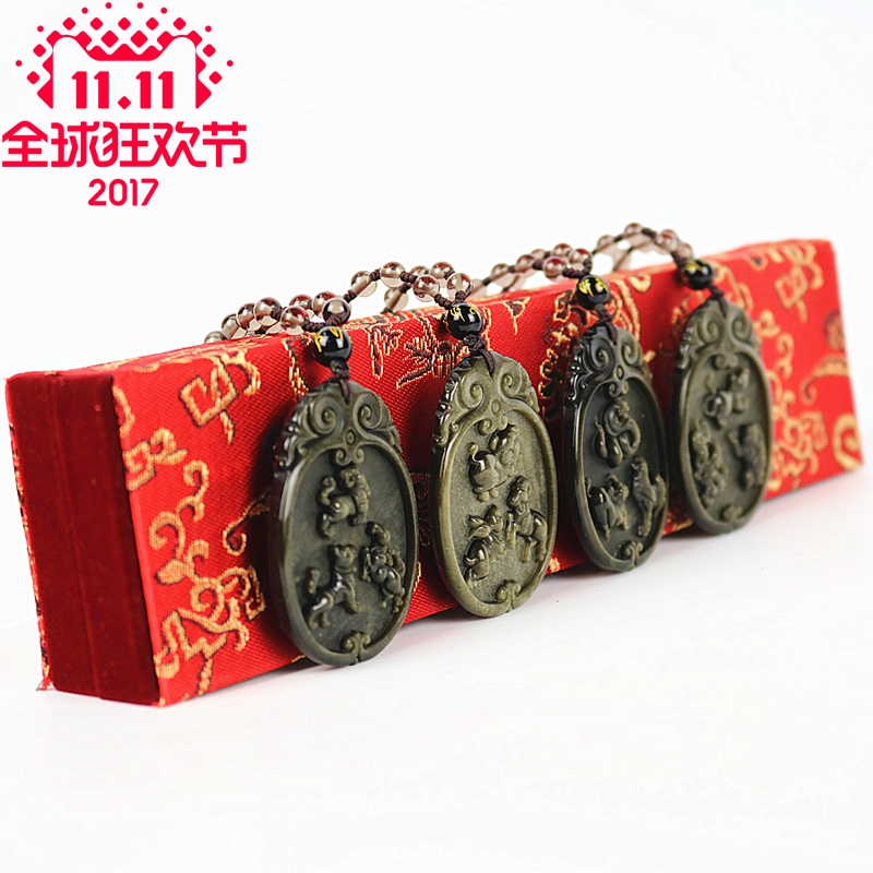 和合旺运牌 吉祥圣堂金曜石款大规格和合旺运牌三合牌挂坠