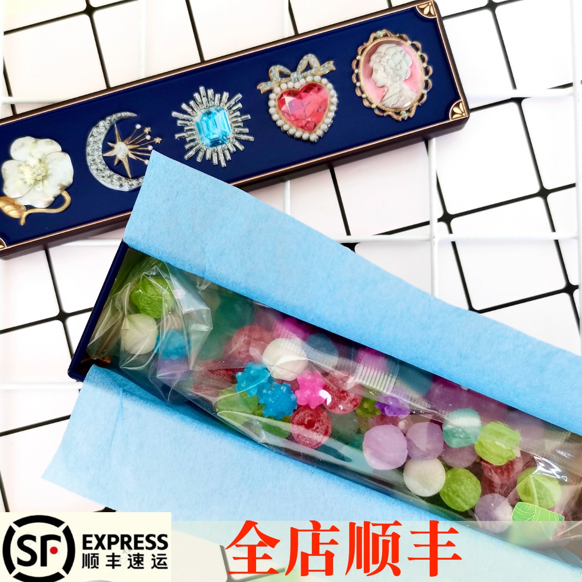 日本代购商场特色七彩宝石糖果饼干礼盒装混合口味SC