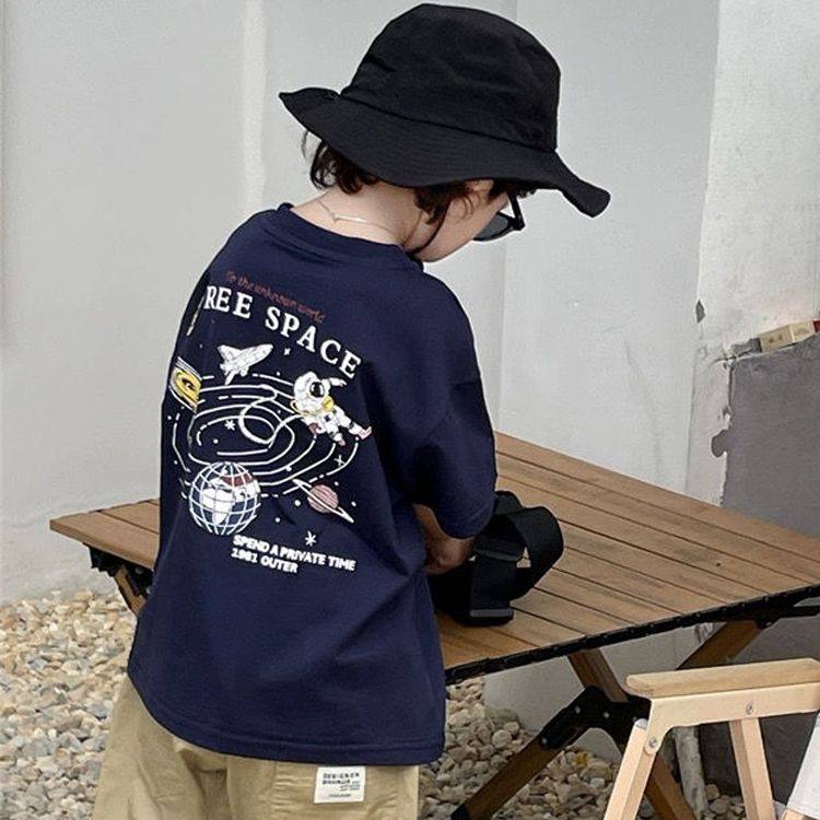 纯棉儿童短袖t恤男童帅气夏装新款男孩宇航员太空宝宝半袖衣服潮t