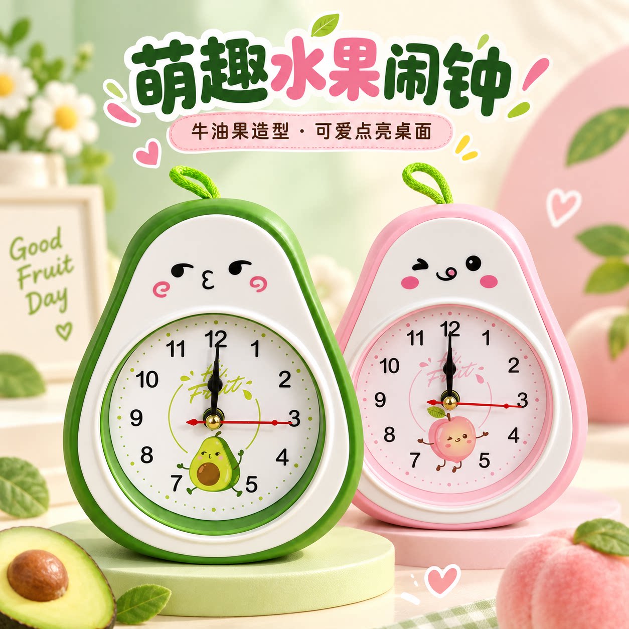闹钟创意网红水果学生闹表宿舍卧室儿童简约少女床头可爱时尚闹表