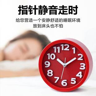 圆形立体简约闹钟时尚静音走时时钟创意桌面摆放卧室闹铃唤醒钟表