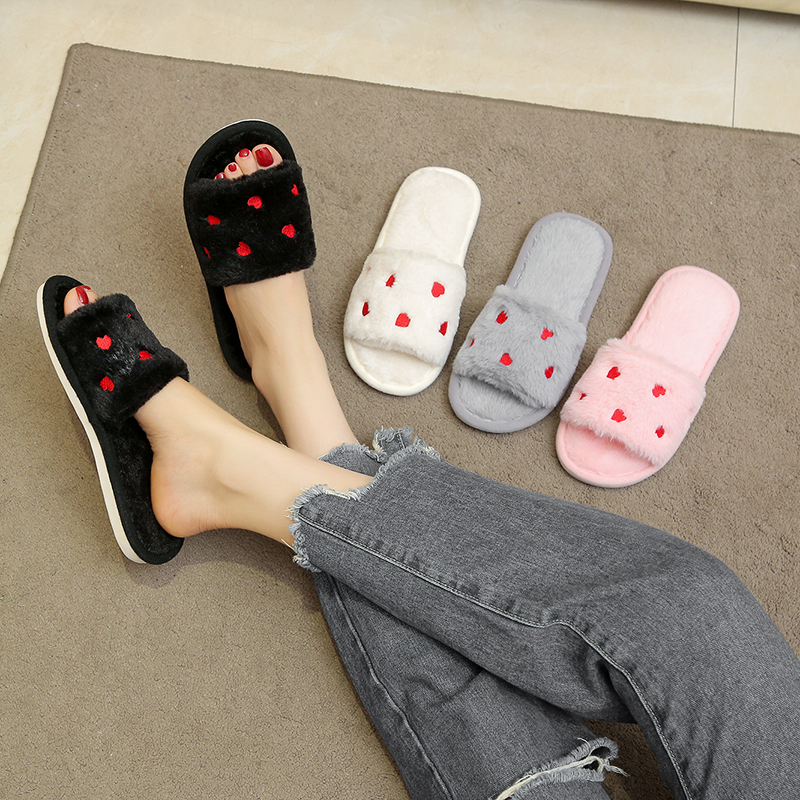 秋冬一字撞色棉拖鞋家居室内保暖