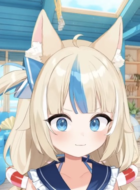 【SANI】虚拟主播偶像小鲨鱼Gura转生Saba cosplayCOS假发耳朵